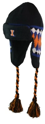 Illinois Fighting Illini Youth NCAA Black Trapper Style Beanie Winter Hat - Image 1 of 4
