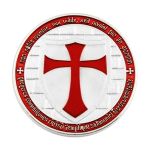 Knights Templar Cross Masonic Coin - [Red & Silver][1 1/2'' Diameter] - Picture 1 of 2