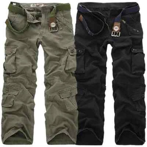Men Cargo Pants High Quality Casual Long Trousers Loose Multi Pocket Camouflage - Picture 1 of 23