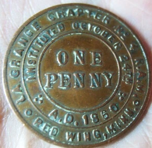 Royal Arch Mason Chapter Penny Token Red Wing Minnesota 1 1/4"dia Circa - Picture 1 of 4