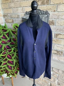 LAVIN Wool Silk Button Navy Black Sweater Cardigan Women’s SZ L/G Made in Italy - Picture 1 of 23