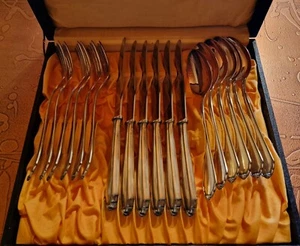 BSF Besteck Punze 90 Silber 6 Personen 18 Teile Gabel Messer Löffel Holzbox - Bild 1 von 11