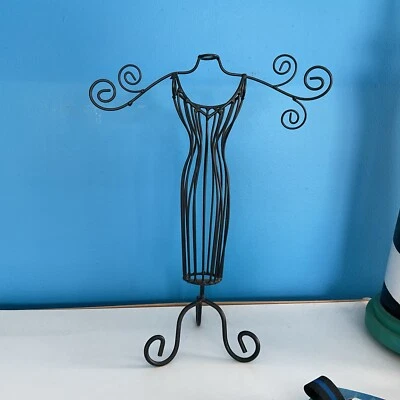 Black Metal Wire Dress Form Jewelry Stand Holder Display Mannequin Shabby Chic - Image 1 of 3