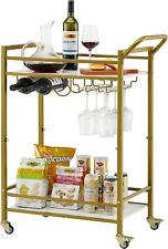 2-Tier Bar Cart, Mobile Bar Serving Cart, Industrial Style Wine Cart for Kitchen