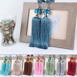 Coppia Tende da Appendere Fermacravatta Schienali Nappa Corda Perline Decorazione Tieback Casa - Foto 1 di 34