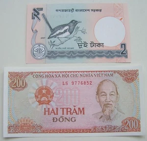 Vietnam/Bangladesh - 200 Dong 1987 and 2 Taka 2007 UNC - Picture 1 of 1