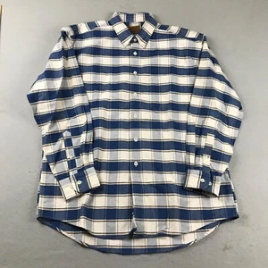 St Johns Bay Shirt Mens Large Blue Plaid Flannel Button UP Long Sleeves NWT - Picture 1 of 10