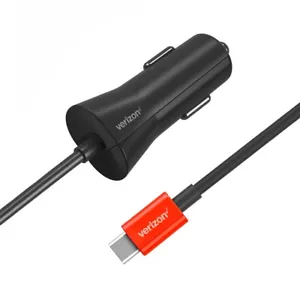 Genuine OEM Verizon 30W Fast Charge USB-C Type C Coiled Car Charger LED Android - Picture 1 of 5