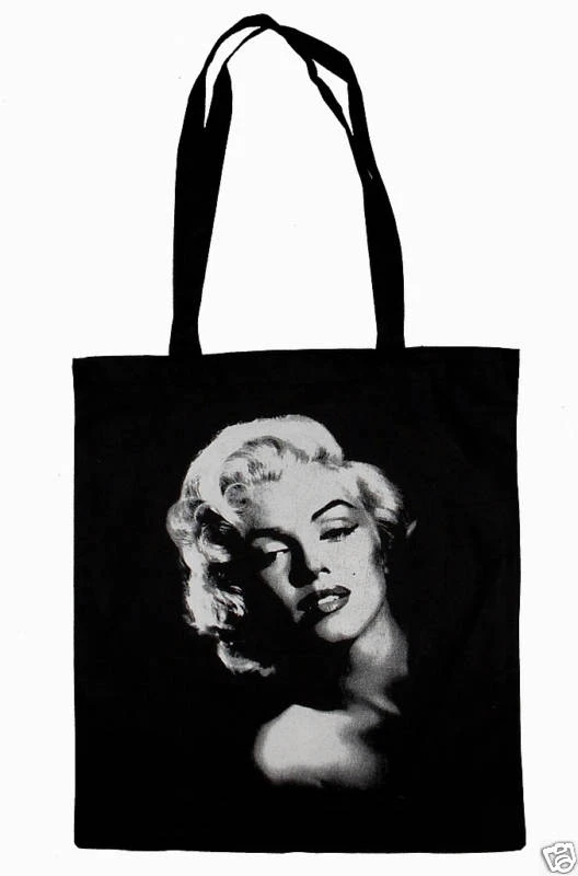 WESTFORD MILL MARILYN MONROE BLACK COTTON SHOPPER TOTE BAG GLAM PIN UP 50'S ICON CULT FIGURE