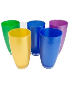 Vtg Seville Classics Plastic Drinking Glass Set Retro 5 Total Colorful Mix - Picture 1 of 11