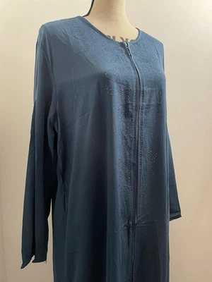 NEU Abaya Kaftan Hijabkleid Maxikleid Damen Langarm Petrol - Bild 1 von 4