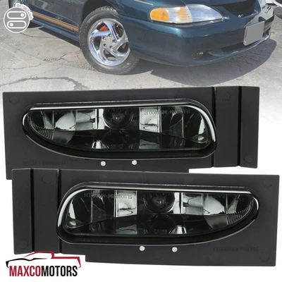 Smoke Fog Lights Fits 1994-1998 Ford Mustang V6 Driving Bumper Lamps+Switch Pair - Image 1 of 4