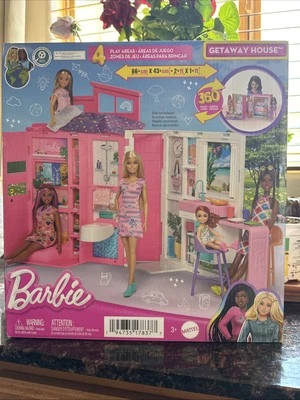 Barbie Escapada Casa de Muñecas Juego con 4 Áreas de Juego y 11 Accesorios de Decoración Nuevo Foto 1 de 4