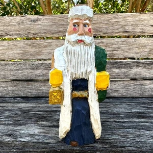 Vintage Swampy Hand-Carved Old World Santa Claus Hand-Painted Wooden Figurine 7" - Picture 1 of 7