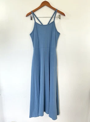 Pact Womens Stretch Organic Cotton Midi Dress Size L Blue Sustainable Organic - Image 1 of 4