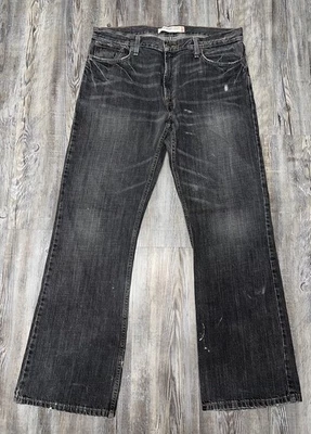 Jeans masculino bootcut slim Levi's 527 36x32 preto lavagem escura denim cowboy - Imagem 1 de 4