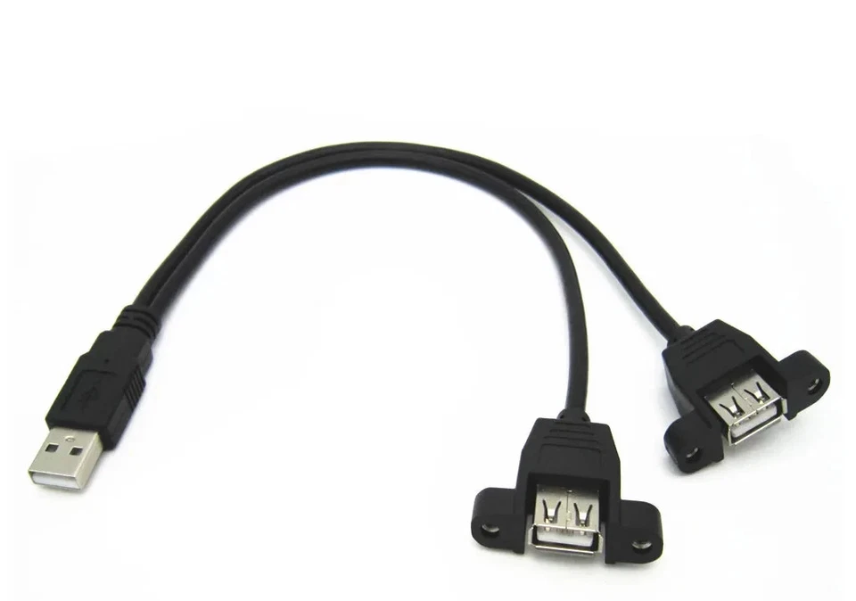 USB Verlängerungskabel 30cm Stecker auf Doppel Buchse Montage Panel Extender SP - Bild 1 von 1
