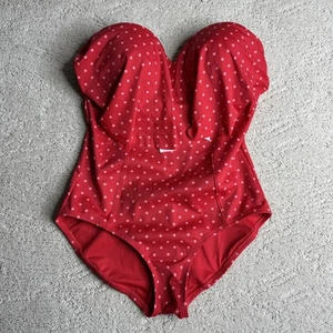 Women’s SPANX 14 Polka Dot Strapless One Piece Bathing Suit Tummy Control Swim - Picture 1 of 4