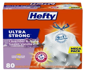 80 Trash Bags Garbage Bag Kitchen Heavy Duty White Drawstring Scented 13 Gallon - Picture 1 of 6