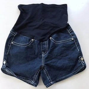 Bellavida Maternity Shorts Womens Size S Blue Flap Pockets Rhinestone Bling - Picture 1 of 3