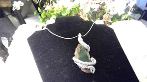 Rare Stones BY Josh sterling silver necklace with pendant green agate - Picture 1 of 6