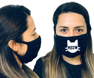 Cat Meow Face Mask With Reusable Protective Face Mask Washable MADE IN USA - Image 1 of 4