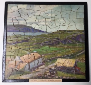 VTG 1930s Wooden Puzzle “Tor Mor” - Ireland Painted By Power O’Malley 9.5x9 In. - Picture 1 of 4