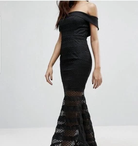 Jarlo Teagan Bardot Kleid Gr. 4 schwarz Abschlussball Meerjungfrau Maxikleid Festzug Hochzeit Spitze - Bild 1 von 14