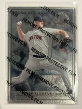 ROGER CLEMENS - 1996 Leaf Preferred "Steel" - #63/77 - Red Sox - With Peel