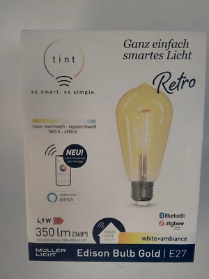 tint Retro Edison Gold smart LED-Lampe E27 Bluetooth (Alexa, Philips Hue...) NEU - Bild 1 von 4