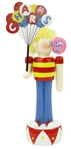 Wooden Christmas Nutcracker,11", RED & YELLOW CHARMS BLOW POP BOY W/BALLOONS, NL - Picture 1 of 3