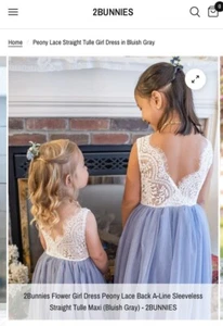 Soft stretch lace and tulle flower girl dress 8 blue-grey white - Picture 1 of 8