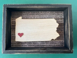 Primitives by KATHY PENNSYLVANIA PA Wood Cut-Out SHADOW BOX Frame Unique Cities - Picture 1 of 7