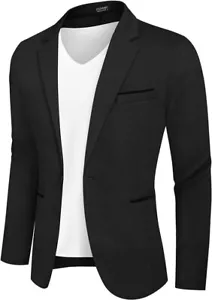 COOFANDY Mens Casual One Button Blazer Slim Fit Suit Jacket Business Dress Coat - Picture 1 of 13