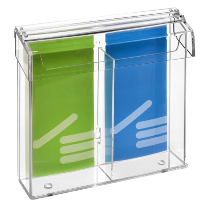 2-Fach DIN Lang Hoch Prospektbox / Prospekthalter mit Deckel, wetterfest /Aussen - Bild 1 von 4