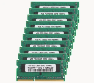 DDR3 40 GB RAM 10x 4 GB 2Rx8 PC3 12800 SODIMM 1600Mhz 204pin Laptop 1.5V Memory - Picture 1 of 6