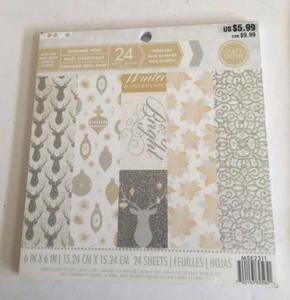 Craft Smith Christmas 6x6 Paper Pad Shimmer Noel 24 Sheets Metallic - Picture 1 of 10