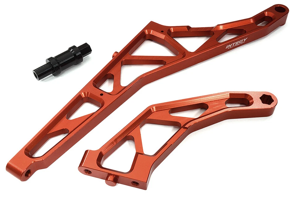 Red Billet Machined Rear Chassis Braces Pair for Losi DBXL-E 2.0 4WD 1/5 Scale - Image 1 of 1