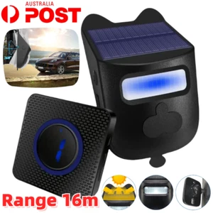 Wireless Driveway Alarm Solar Receiver PIR Motion Sensor Garage Security System - Picture 1 of 25