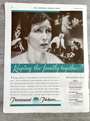 Anuncio impreso de colección 1931 Paramount Pictures - Norma Talmadge Sat Eve Post Foto 1 de 4