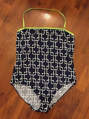 Traje de baño halter de una pieza para mujer talla 16 Sun N arena blanco azul marino verde Foto 1 de 4