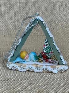 Vintage Baby's First Christmas for BOY * Handmade w/ Vintage Material UNIQUE - Picture 1 of 3