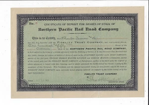 MINNESOTA 1908 Northern Pacific Rail Road Company Stock Certificate #8 - Picture 1 of 2