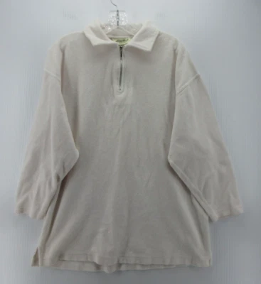 Sudadera DE COLECCIÓN Eddie Bauer Mujer Grande Blanca Terry Pullover 1/4 Cremallera Talla Grande Foto 1 de 4
