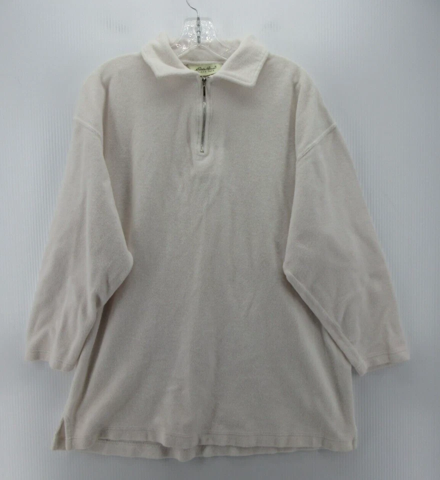 Sudadera DE COLECCIÓN Eddie Bauer Mujer Grande Blanca Terry Pullover 1/4 Cremallera Talla Grande Foto 1 de 4