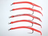 Pack of 5 All Colours Size 6//0 Hooks Fladen Gummi Mac // Eel Lures -
