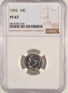 1953 Proof Roosevelt Dime 10c NGC Certified PF67 - Picture 1 of 2