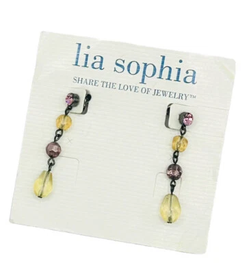 Lia Sophia Autumn Spice Pink/Yellow Beaded Drop Dangle Earrings - Image 1 of 2