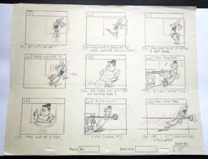LAUREL and HARDY 1966 ORIGINAL PRODUCTION cel STORYBOARD DRAWING comedy - Picture 1 of 10