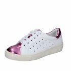 shoes women FRANCESCO MILANO sneakers white synthetic leather pink BS78